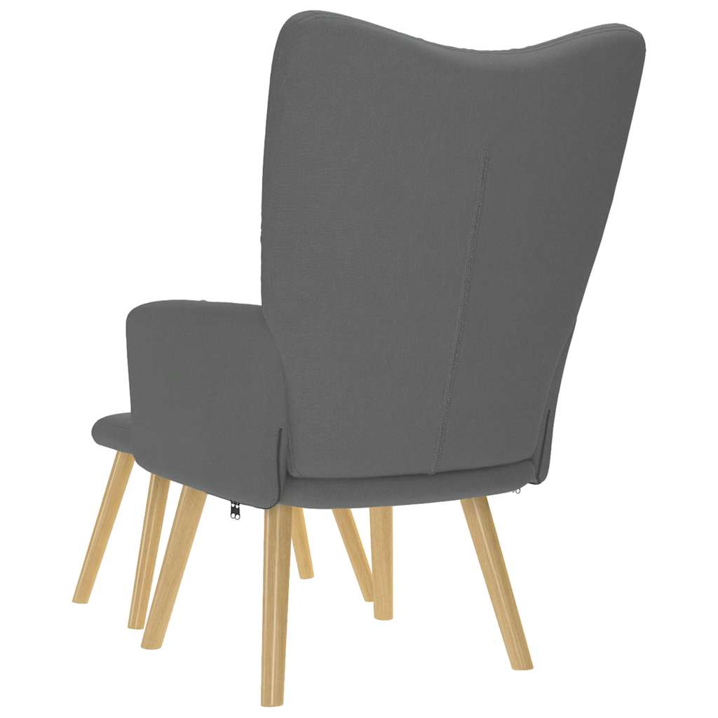 Fauteuil de relaxation avec tabouret tissu gris foncé