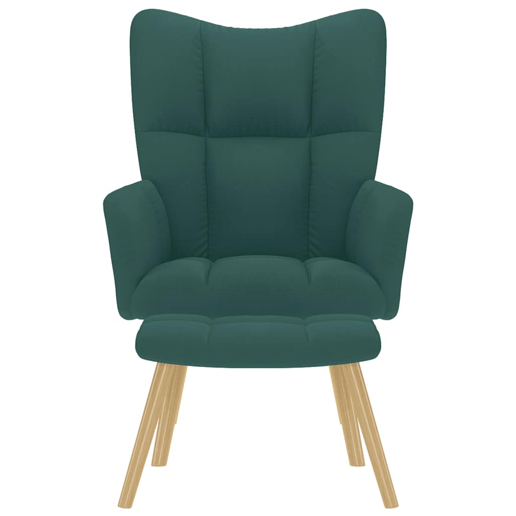 Relaxsessel mit Hocker Dunkelgrün Stoff