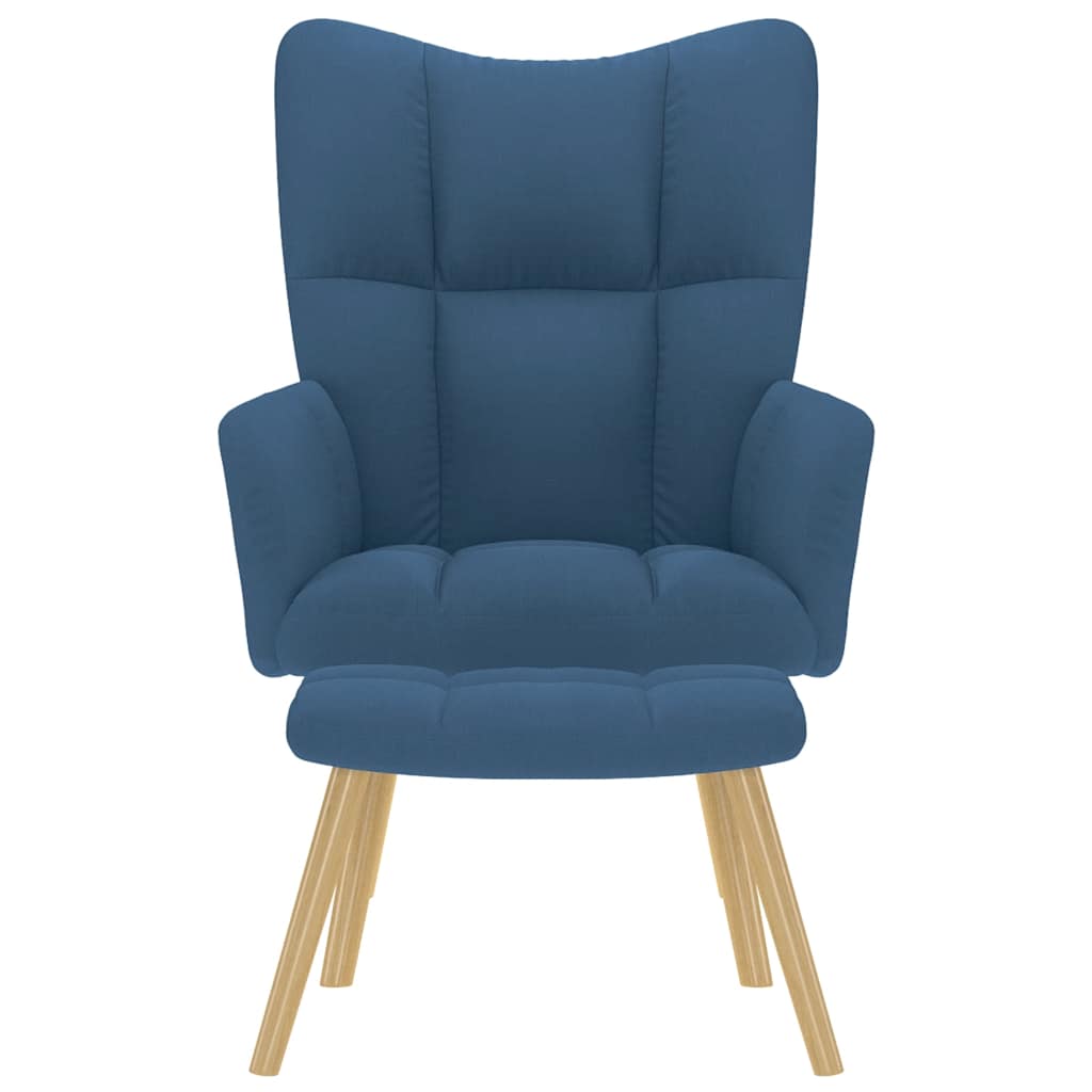 Relaxsessel mit Hocker Blau Stoff
