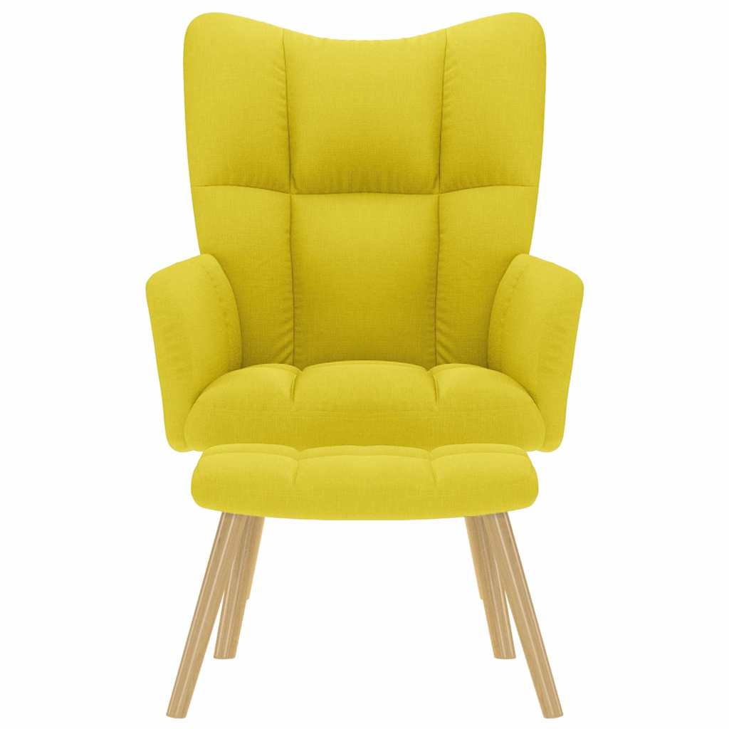 Fauteuil relax avec tabouret en tissu jaune clair