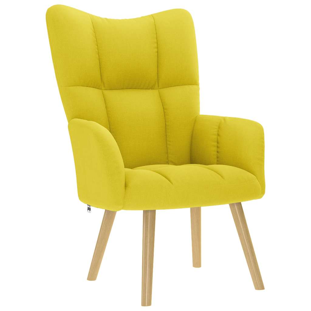 Fauteuil relax avec tabouret en tissu jaune clair