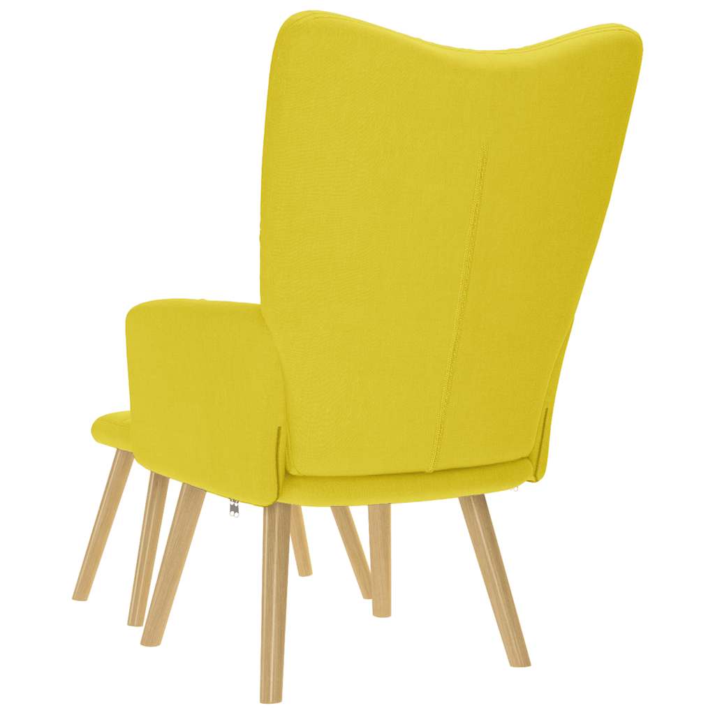 Fauteuil relax avec tabouret en tissu jaune clair