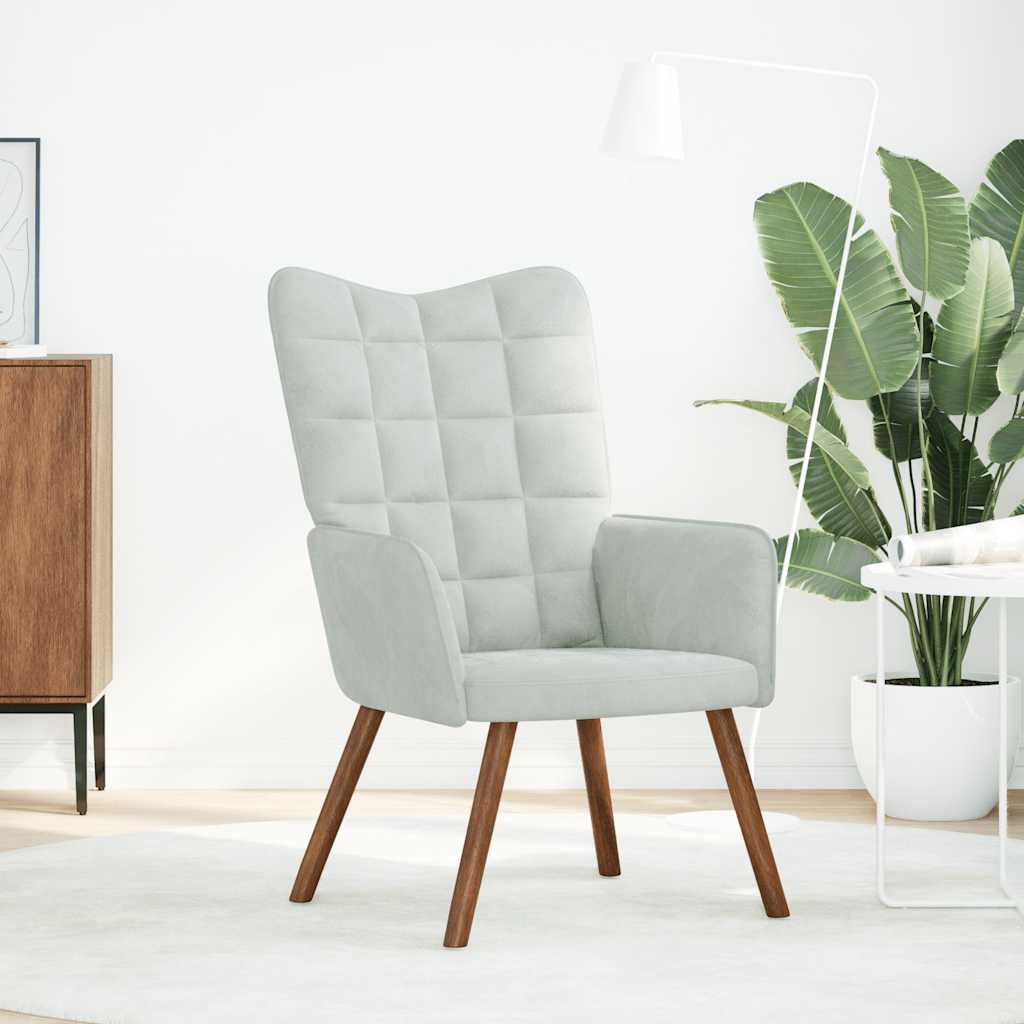 Fauteuil de relaxation velours gris clair