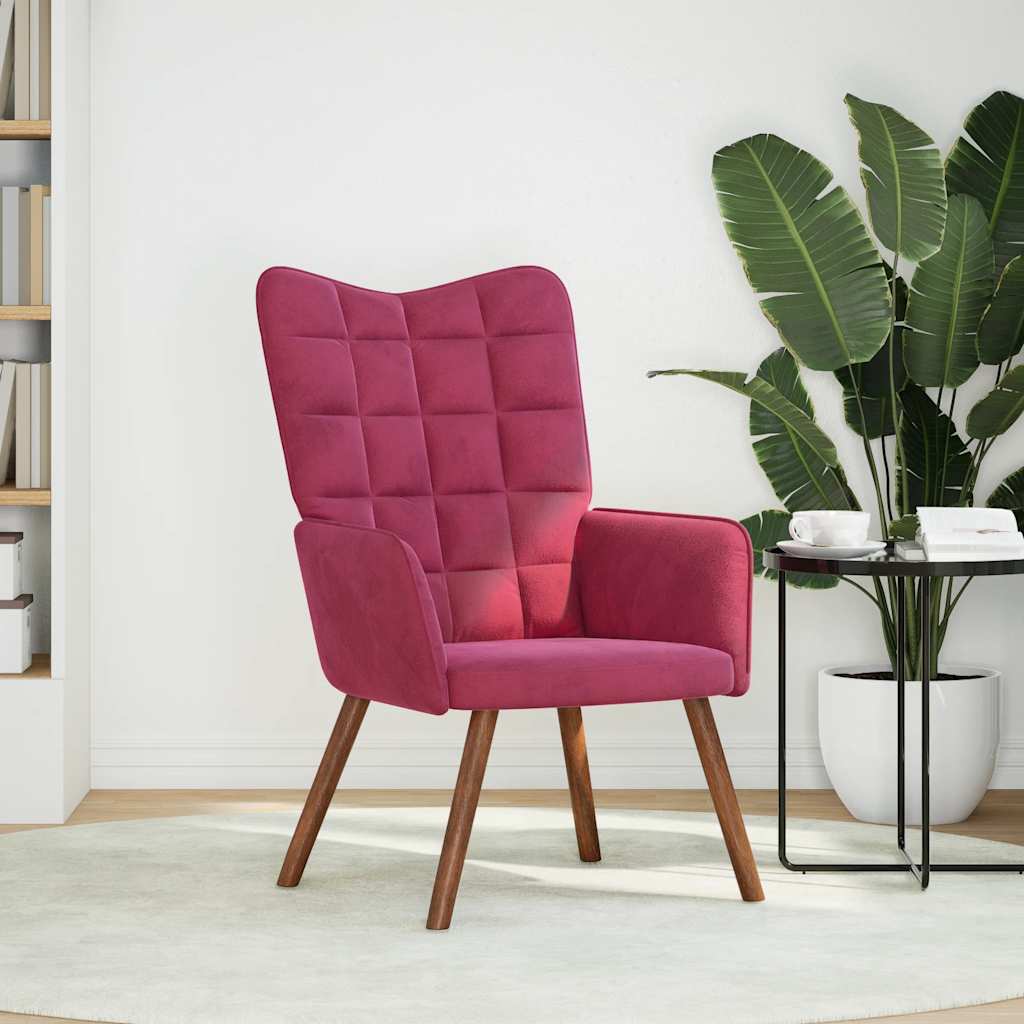 Fauteuil inclinable en velours rouge vin