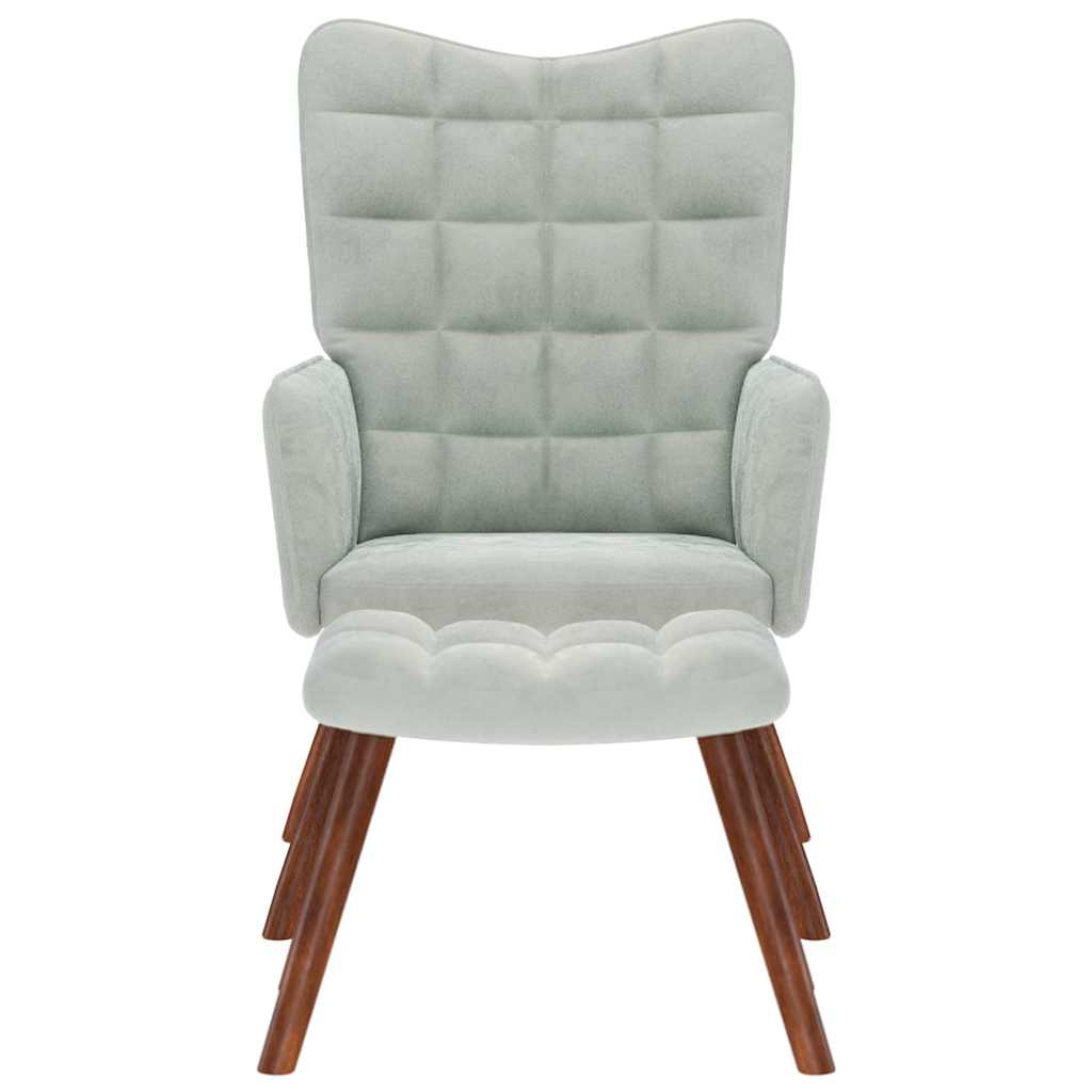 Fauteuil relax avec tabouret en velours gris clair