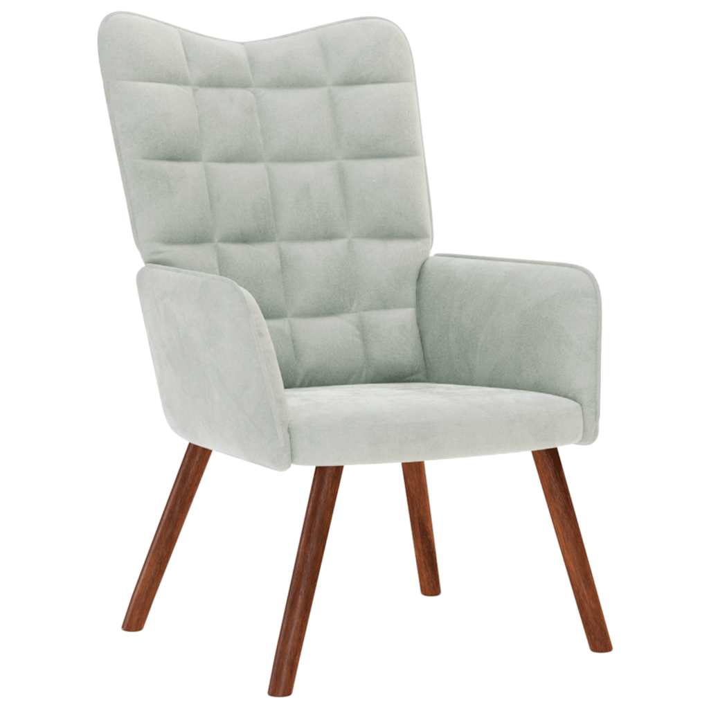 Fauteuil relax avec tabouret en velours gris clair