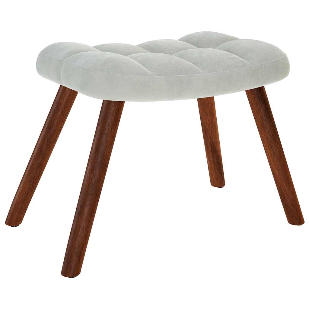 Fauteuil relax avec tabouret en velours gris clair