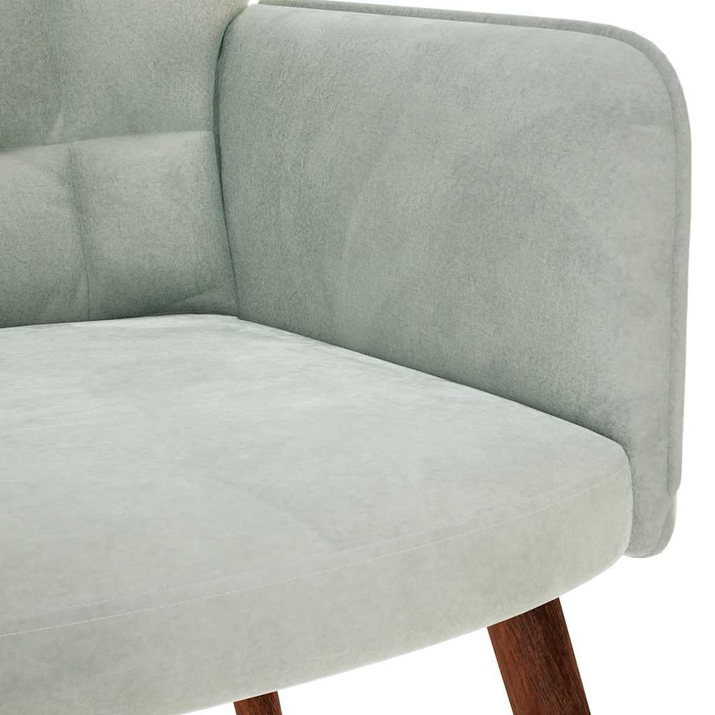 Fauteuil relax avec tabouret en velours gris clair