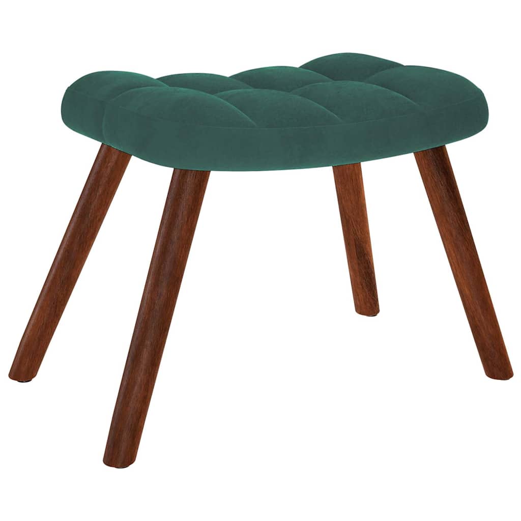 Fauteuil relax avec tabouret en velours vert foncé