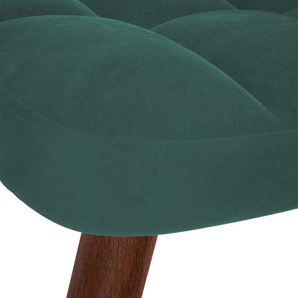 Fauteuil relax avec tabouret en velours vert foncé