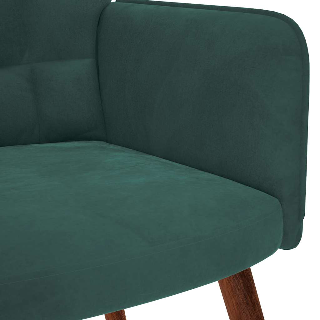 Fauteuil relax avec tabouret en velours vert foncé