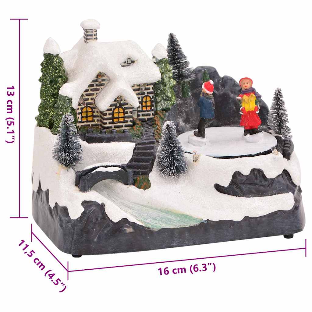 Mini-Weihnachtsdorf 16 x 11,5 x 13 cm Kunststoff Mehrfarbig