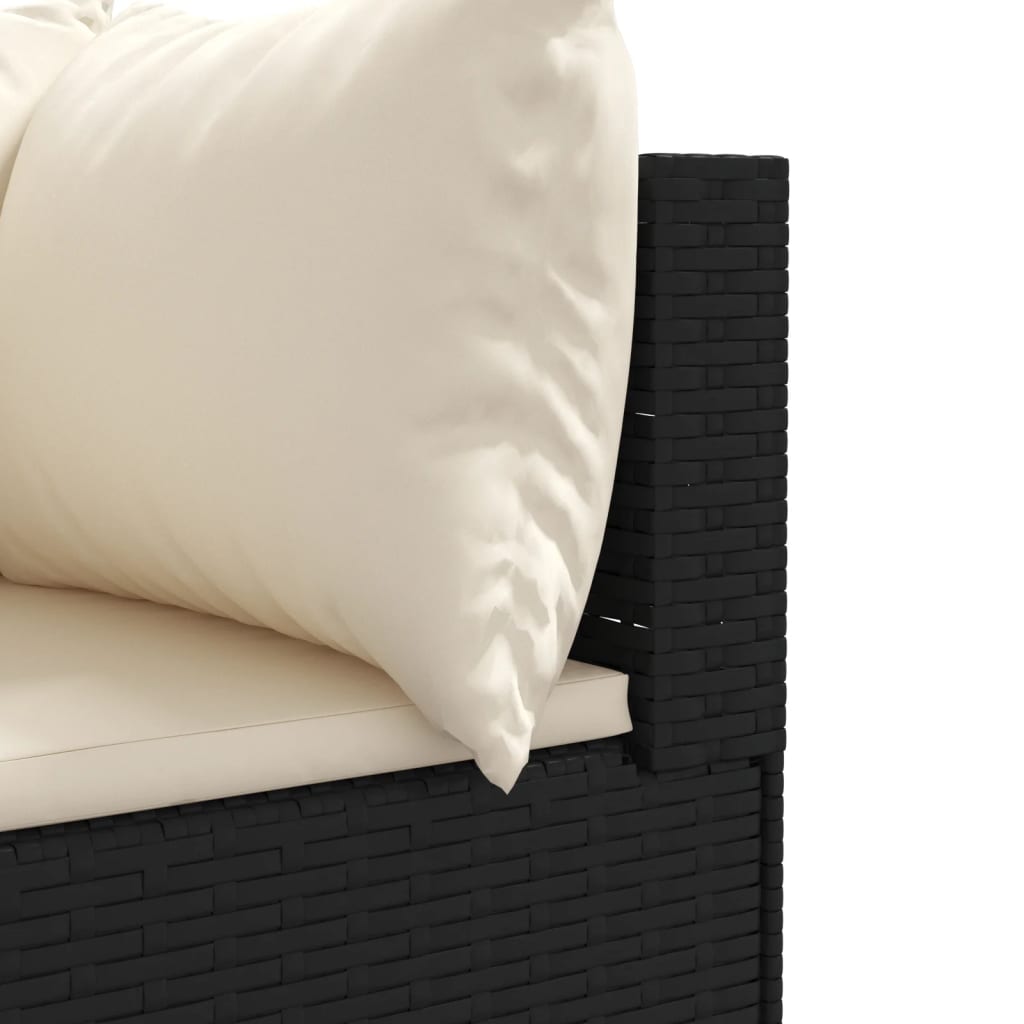 10-tlg. Garten-Lounge-Set mit Kissen Schwarz Poly Rattan
