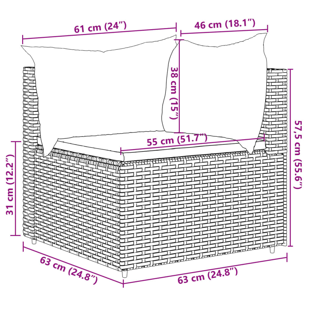 10-tlg. Garten-Lounge-Set mit Kissen Schwarz Poly Rattan