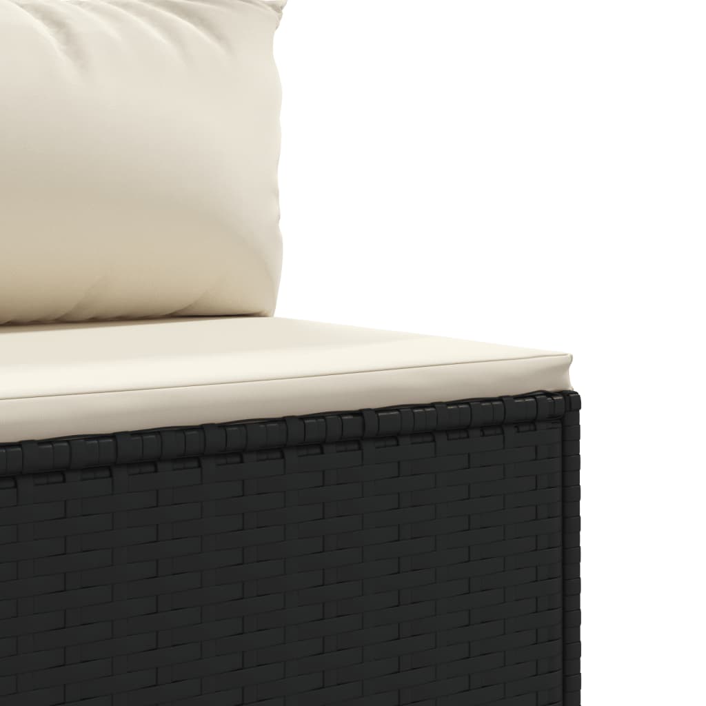 10-tlg. Garten-Lounge-Set mit Kissen Schwarz Poly Rattan