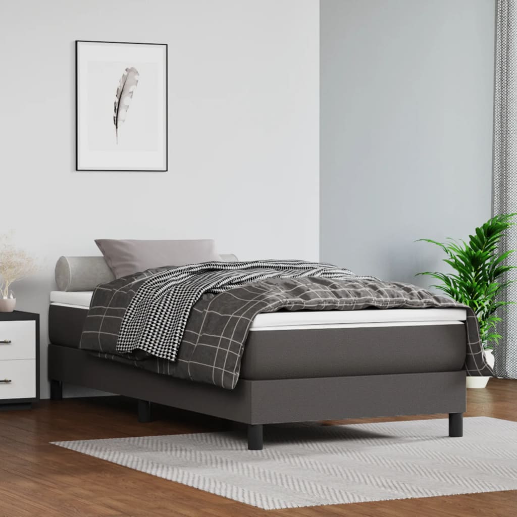 Pocket spring mattress for children grey 80x160 cm artificial leather