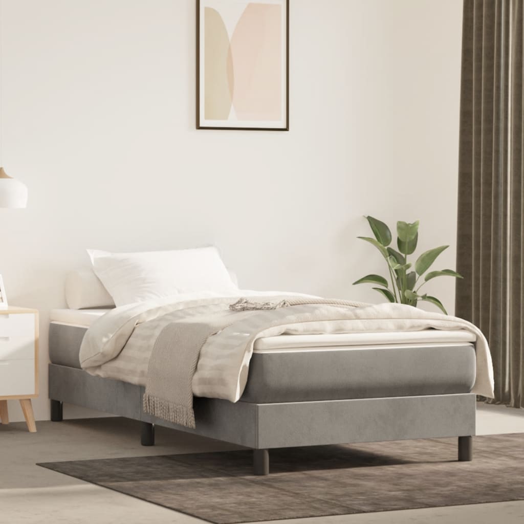 Pocket spring mattress for children light grey 80x160 cm velvet