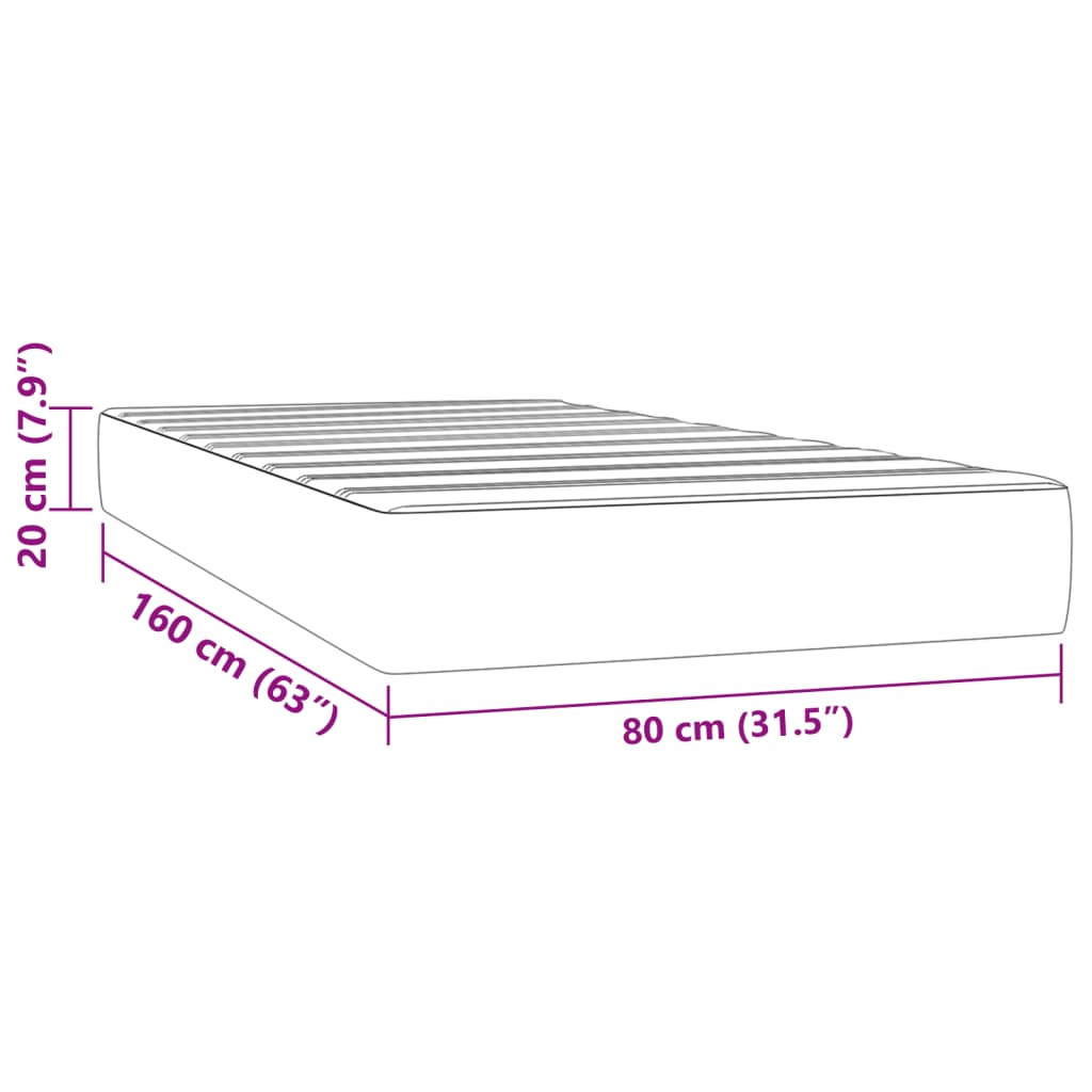 Pocket spring mattress for children Black 80x160 cm Velvet