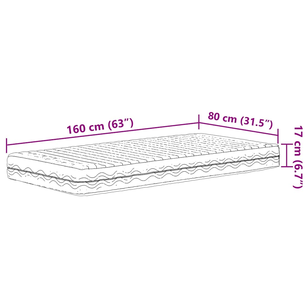 Matelas mousse pour enfant blanc 80x160 cm dureté H2 H3