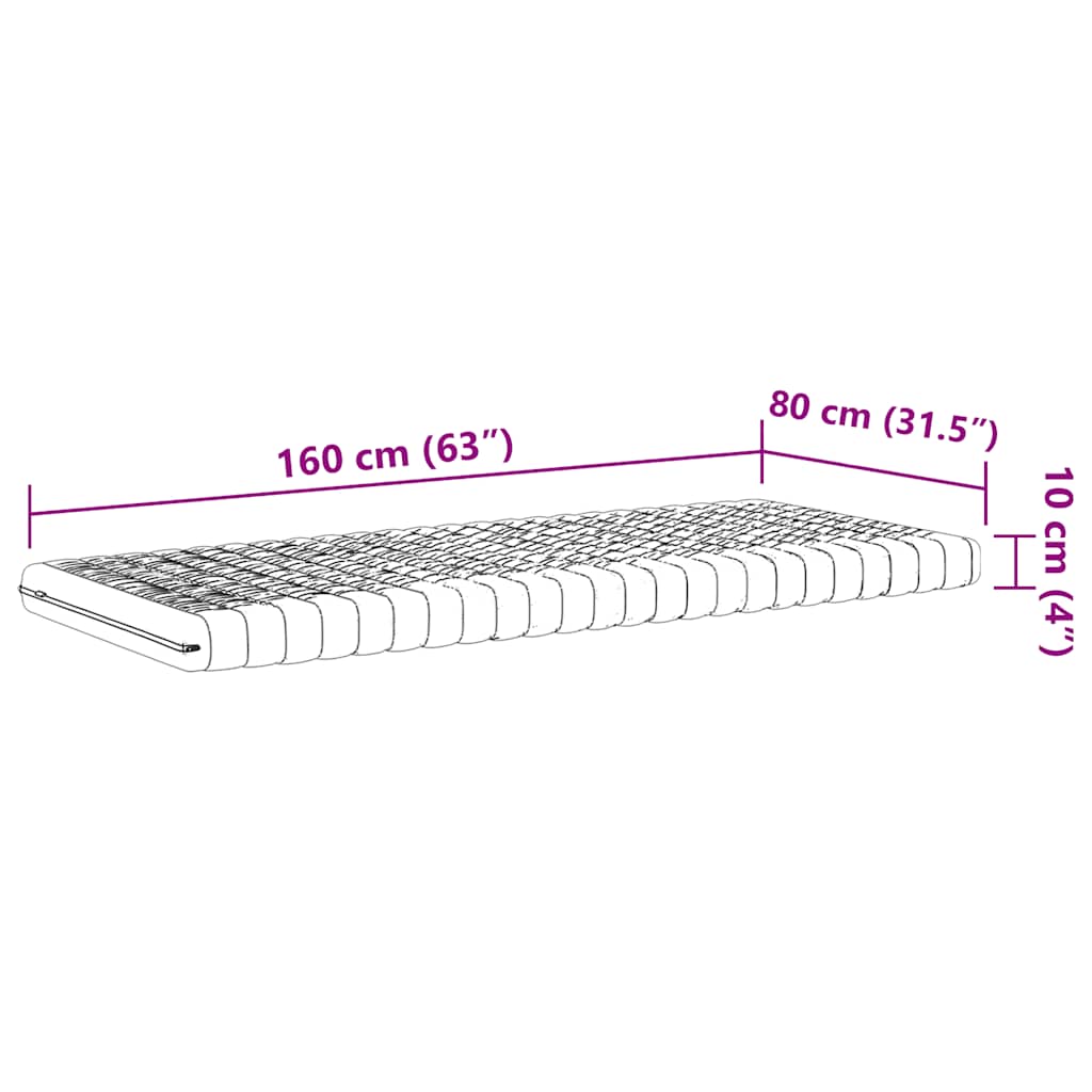 Matelas mousse enfant blanc 80x160 cm 7 zones dureté 20 ILD