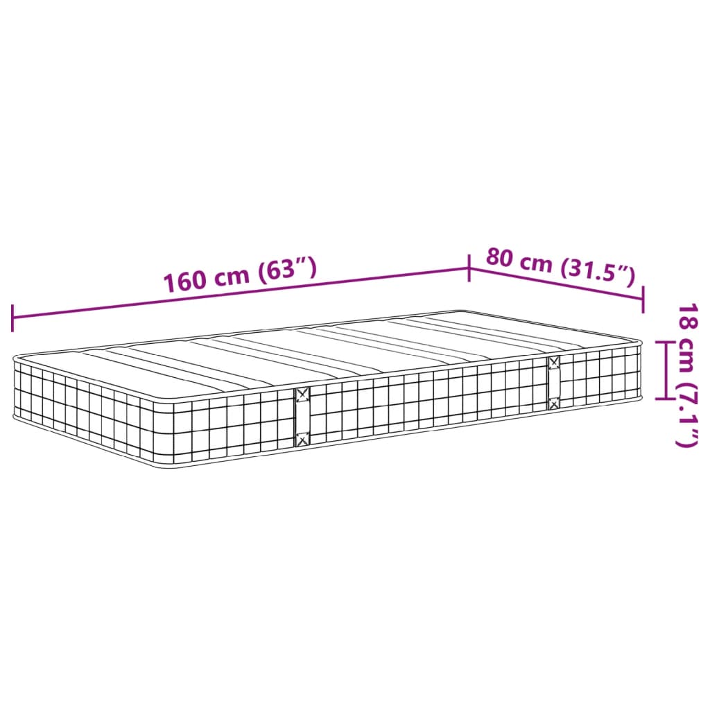 Matelas enfant Bonnell noyau à ressorts moyen 80x160 cm