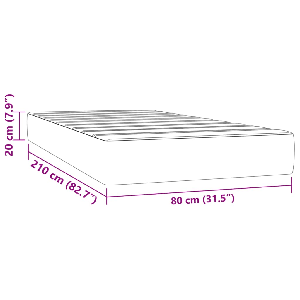 Pocket Spring Mattress Light Grey 80x210x20 cm Velvet