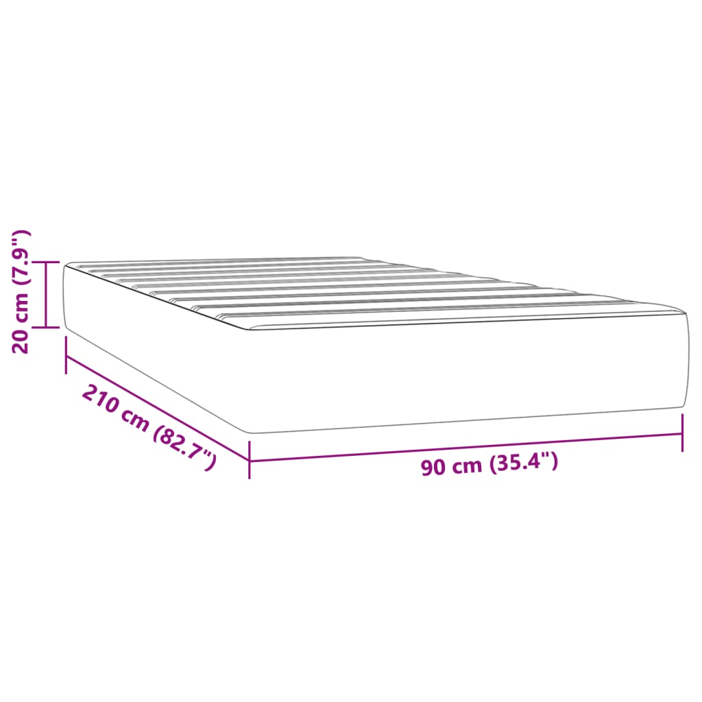 Pocket Spring Mattress Dark Grey 90x210x20 cm Velvet