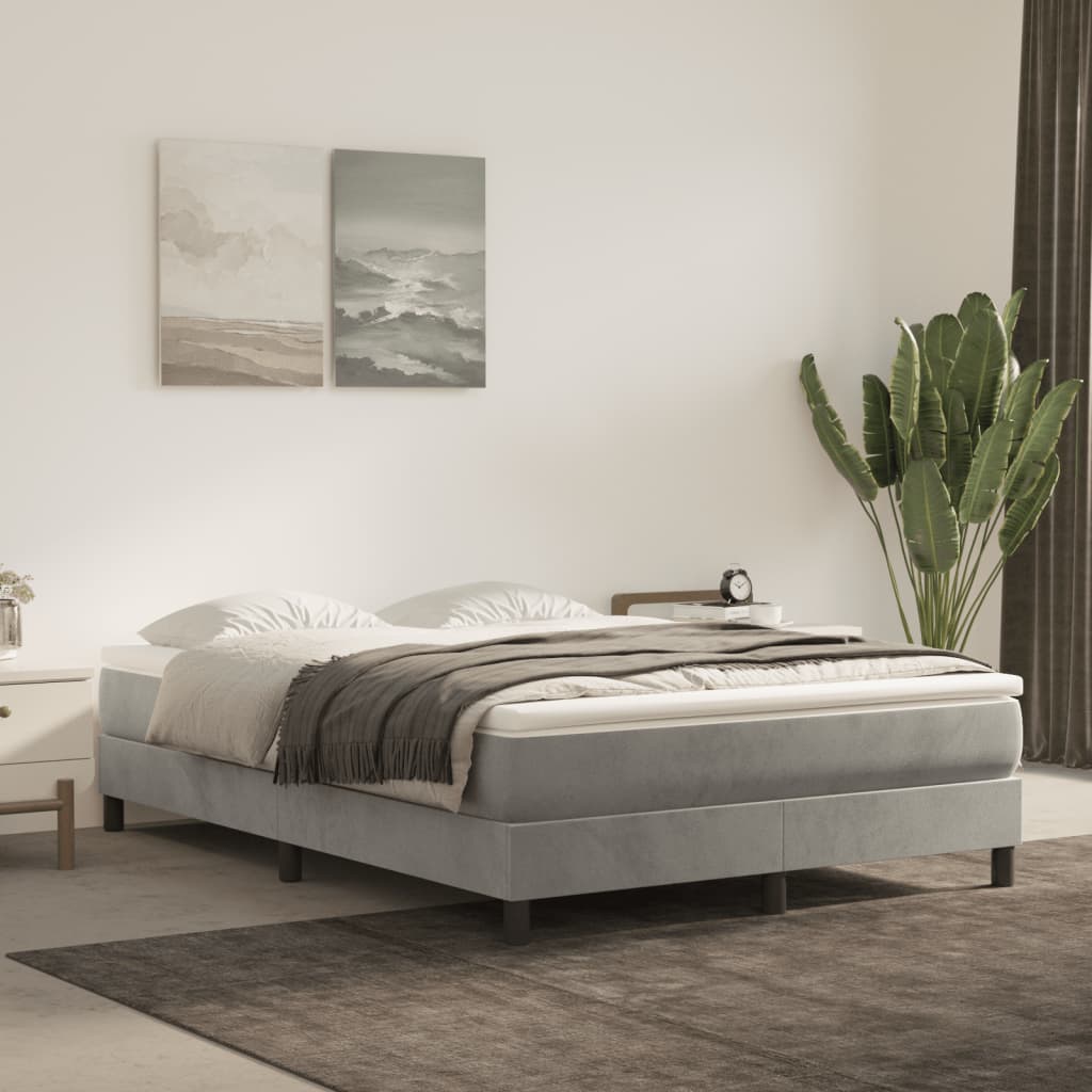 Pocket spring mattress light grey 120x210x20 cm velvet