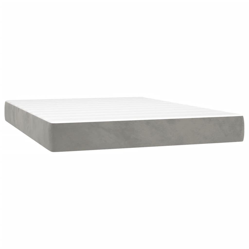 Pocket spring mattress light grey 140x210x20 cm velvet