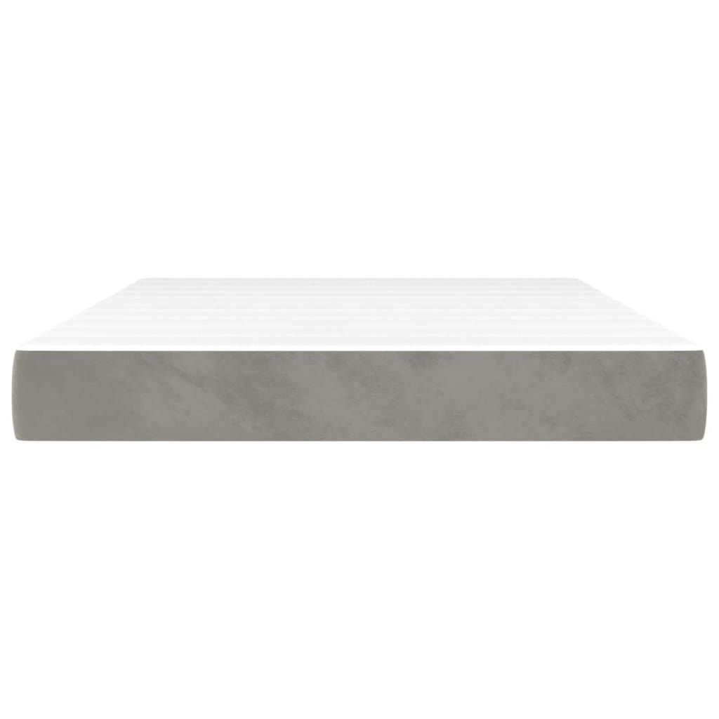 Pocket spring mattress light grey 140x210x20 cm velvet