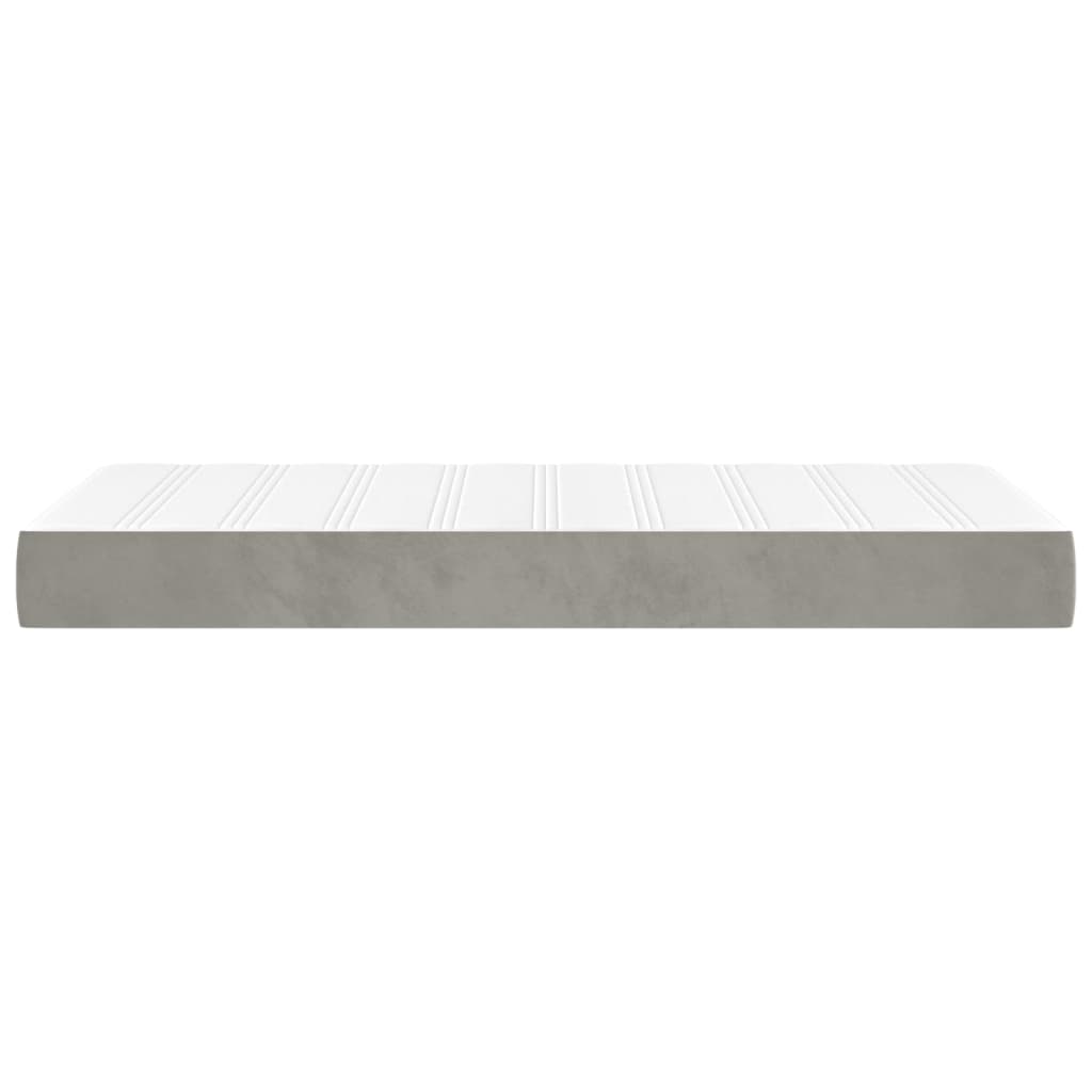 Pocket spring mattress light grey 140x210x20 cm velvet