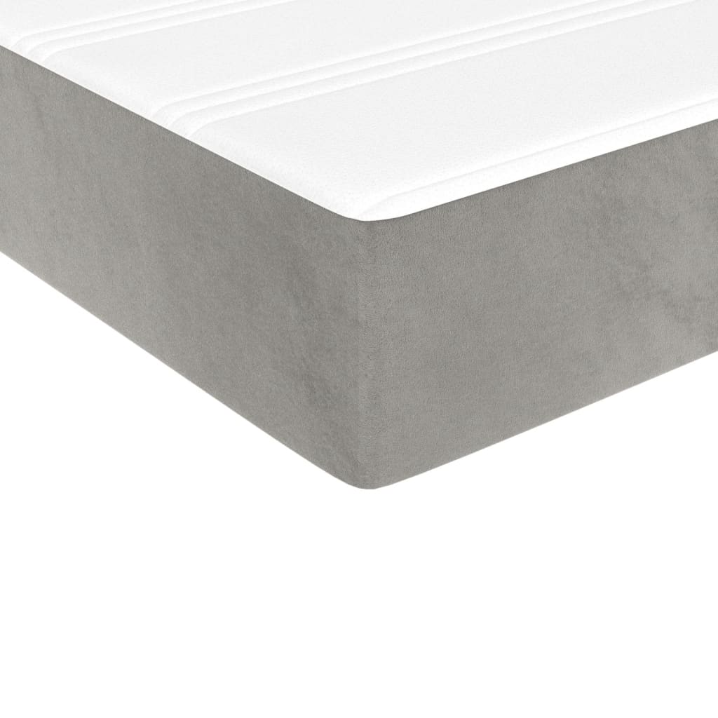 Pocket spring mattress light grey 140x210x20 cm velvet