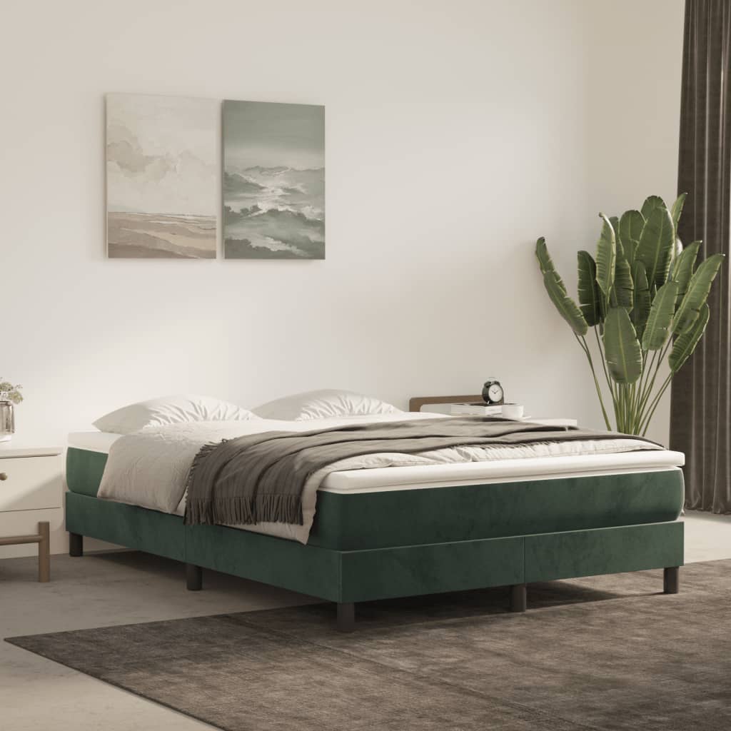 Pocket spring mattress dark green 140x210x20 cm velvet