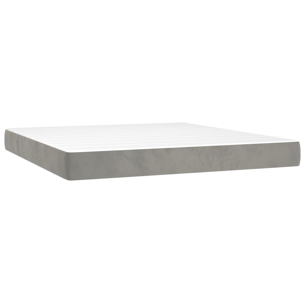 Pocket spring mattress light grey 160x210x20 cm velvet