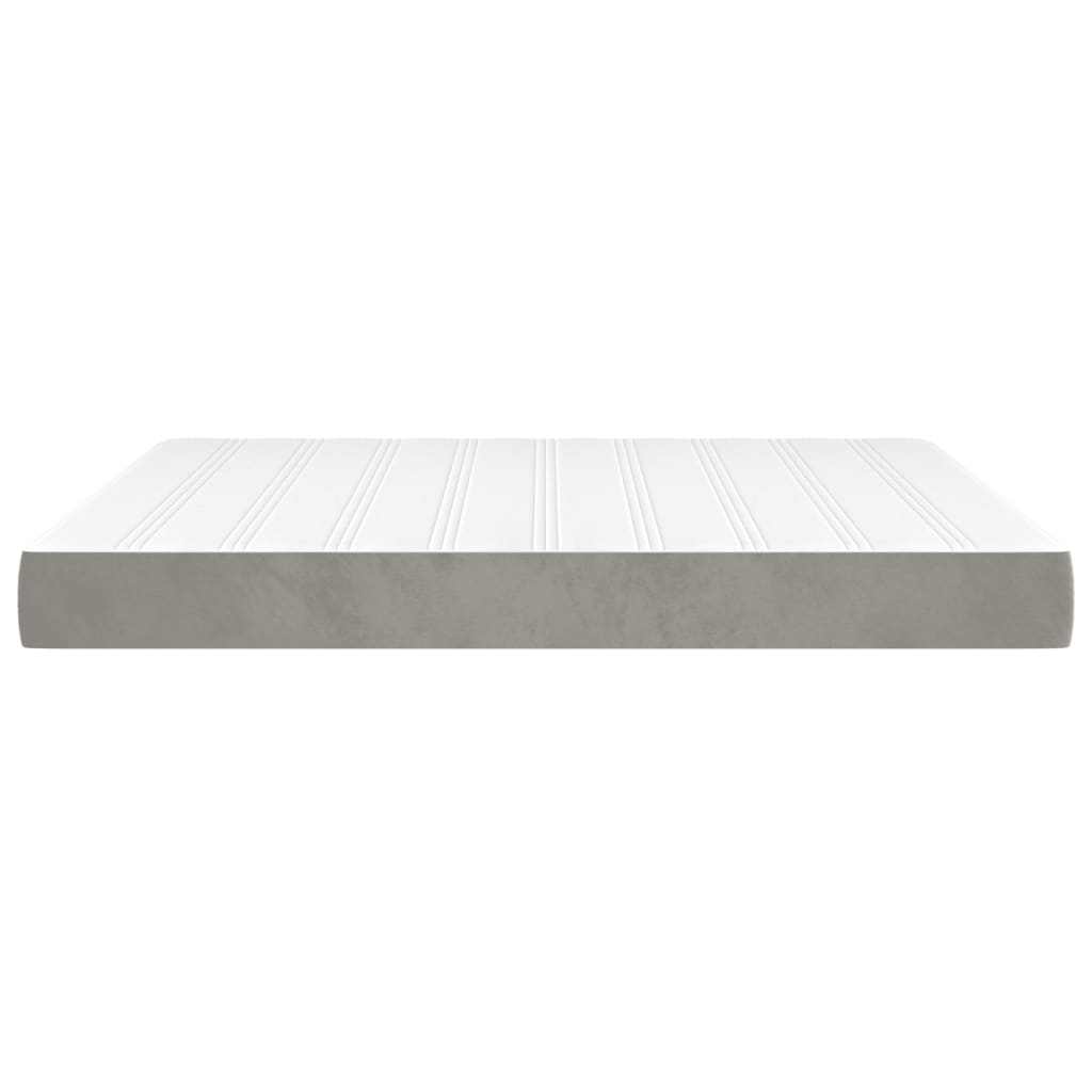 Pocket spring mattress light grey 160x210x20 cm velvet