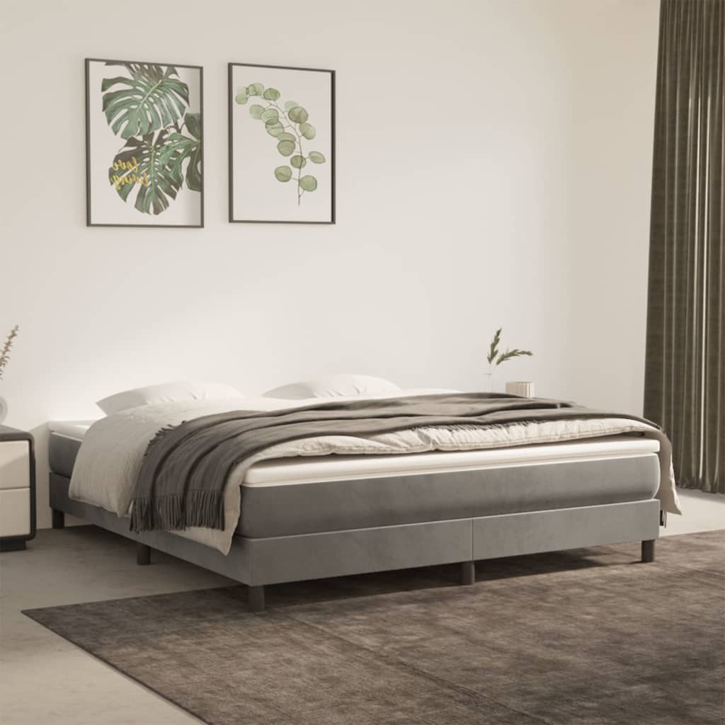 Pocket spring mattress light grey 160x210x20 cm velvet
