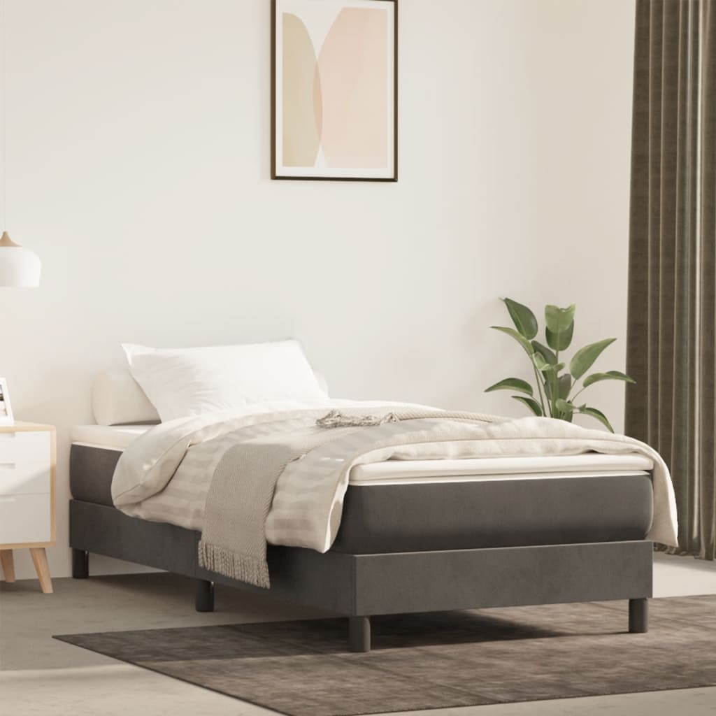 Pocket Spring Mattress Dark Grey 80x220x20 cm Velvet