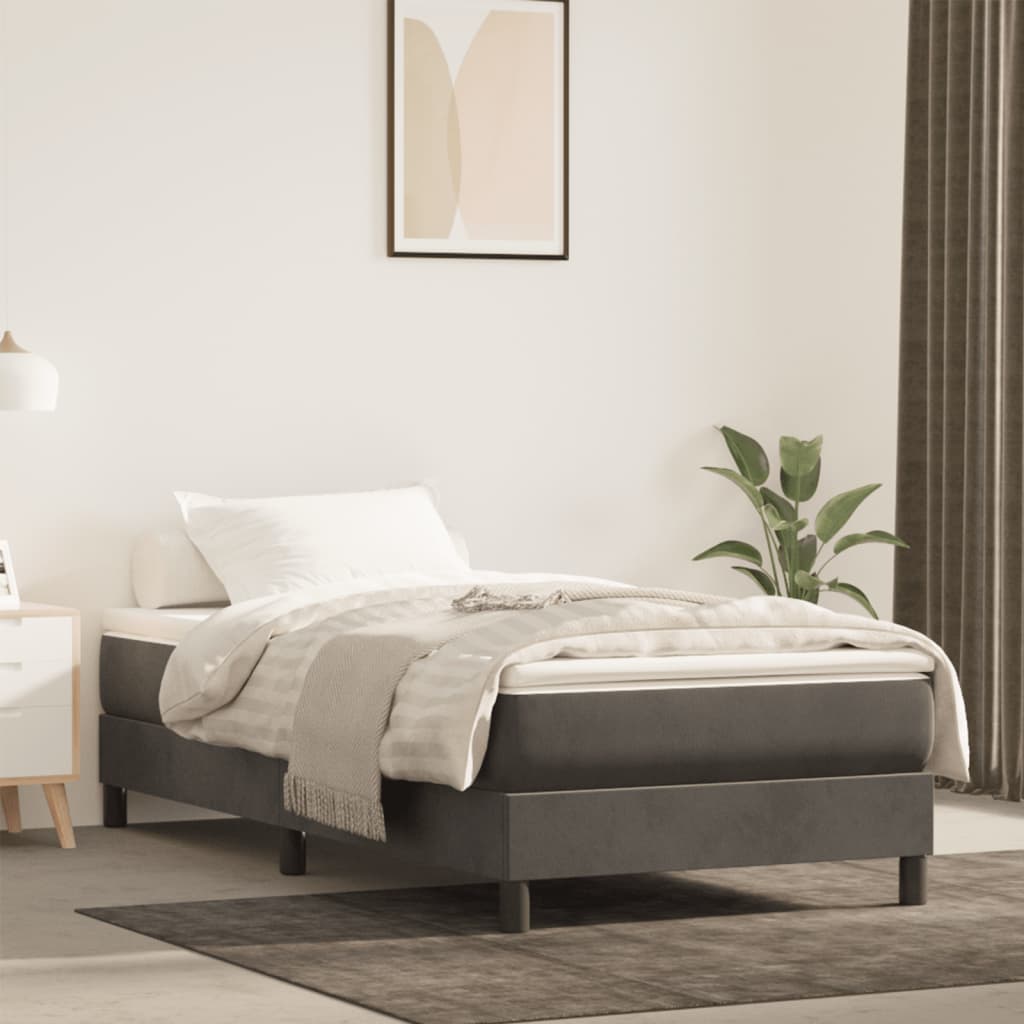 Pocket Spring Mattress Dark Grey 90x220x20 cm Velvet