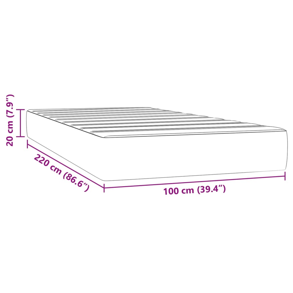 Pocket Spring Mattress Dark Green 100x220x20 cm Velvet