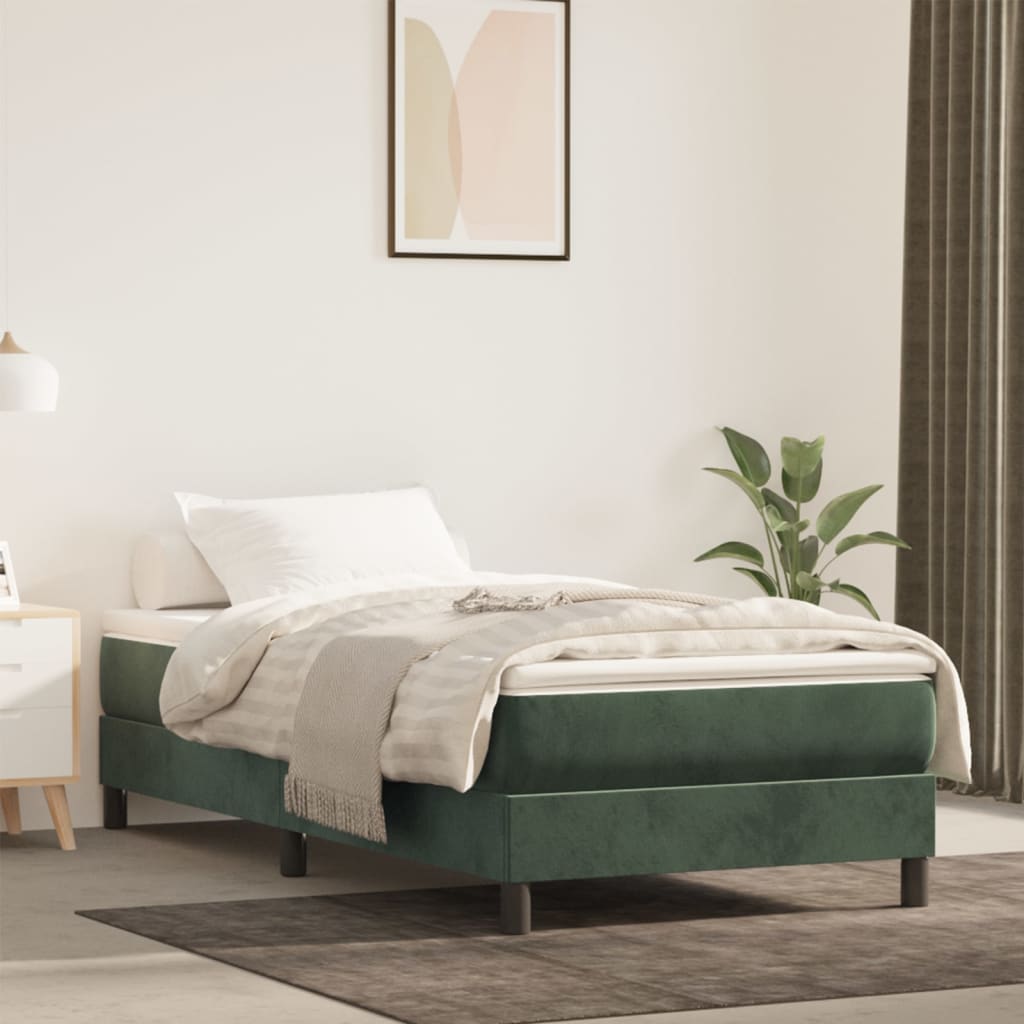 Pocket Spring Mattress Dark Green 100x220x20 cm Velvet