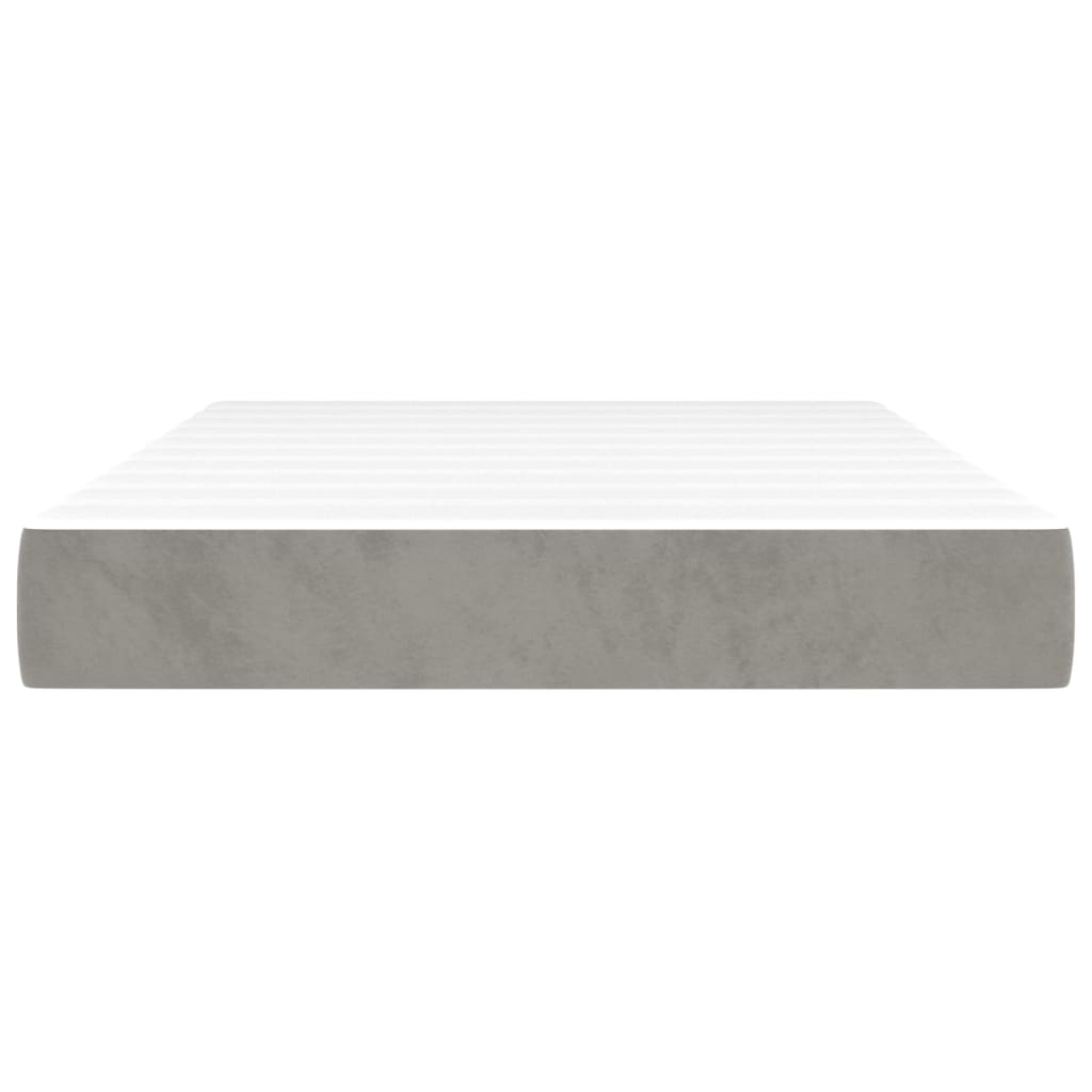 Pocket spring mattress light grey 120x220x20 cm velvet