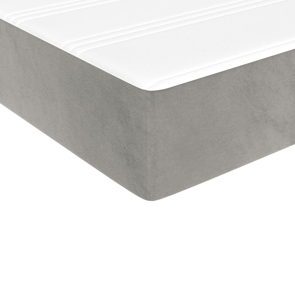 Pocket spring mattress light grey 140x220x20 cm velvet
