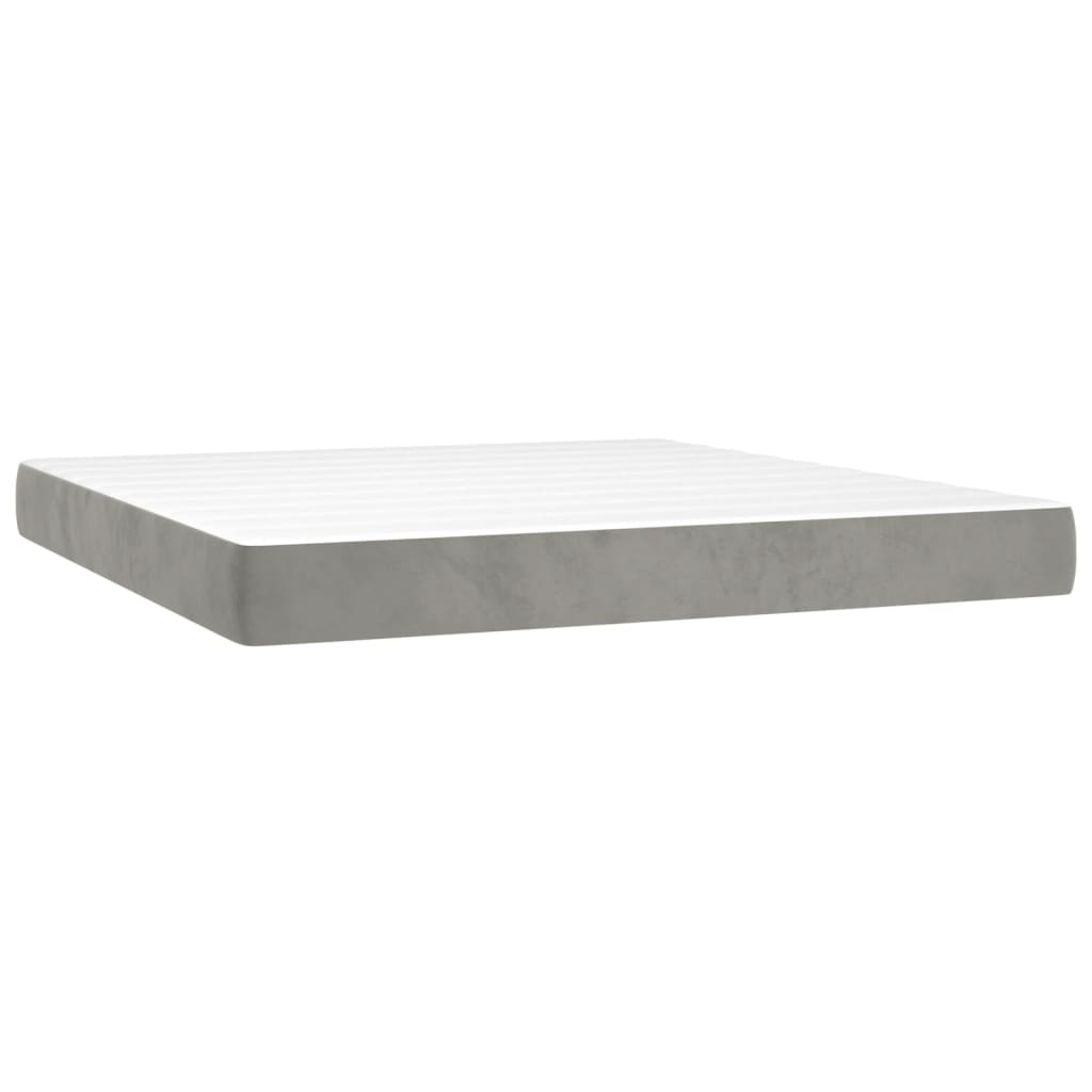 Pocket spring mattress light grey 160x220x20 cm velvet