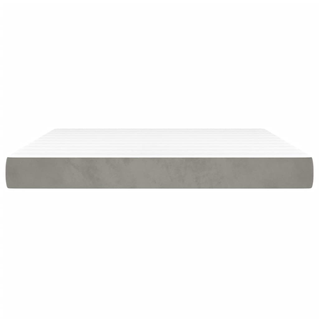 Pocket spring mattress light grey 160x220x20 cm velvet