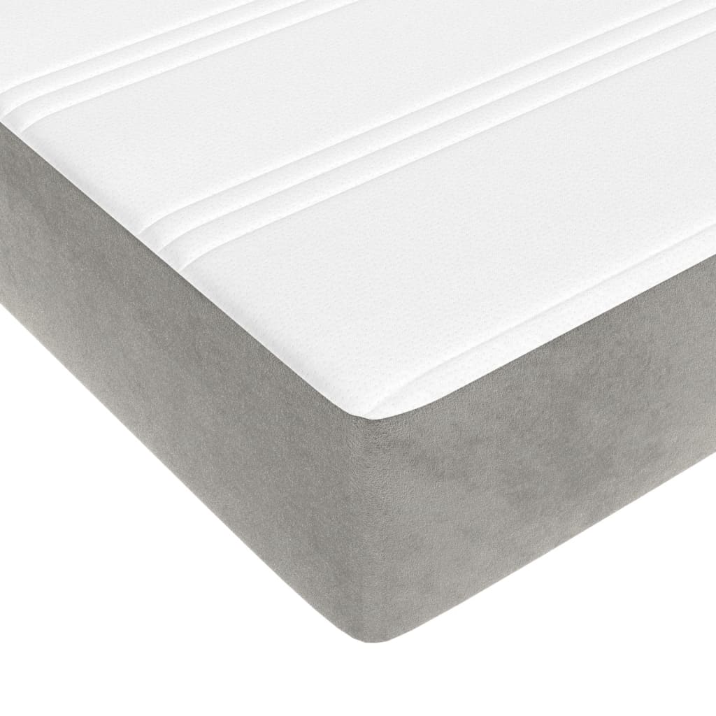 Pocket spring mattress light grey 160x220x20 cm velvet