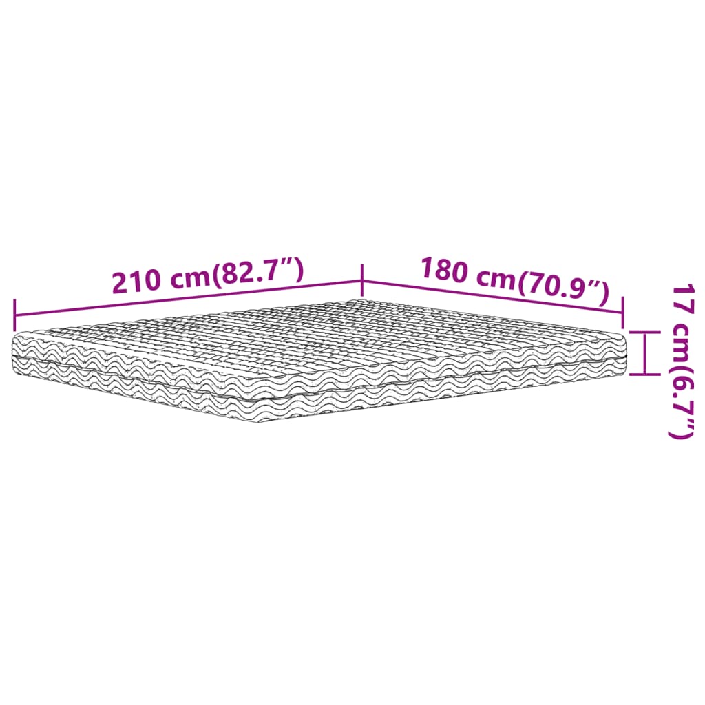 Foam mattress white 180x210 cm hardness H2 H3