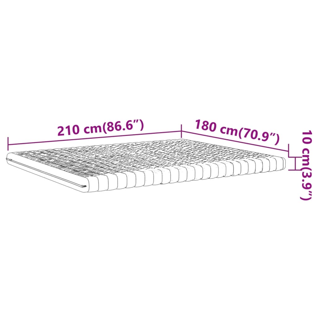 Matelas mousse blanc 180x210 cm 7 zones dureté 20 ILD