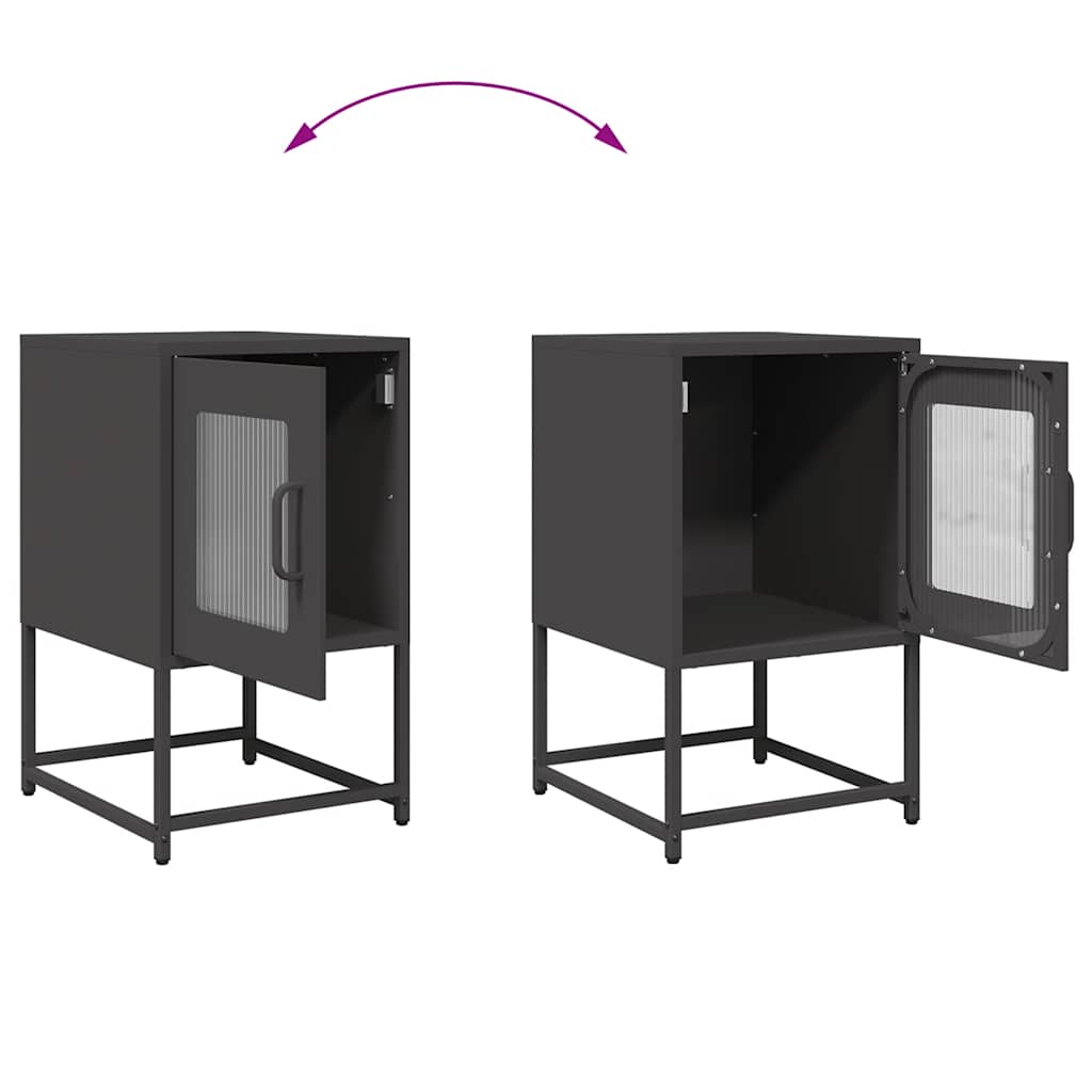 Bedside table black 36x39x60.5 cm cold-rolled steel