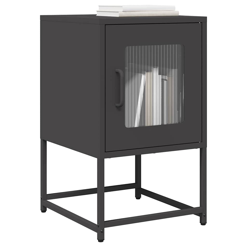 Bedside table black 36x39x60.5 cm cold-rolled steel