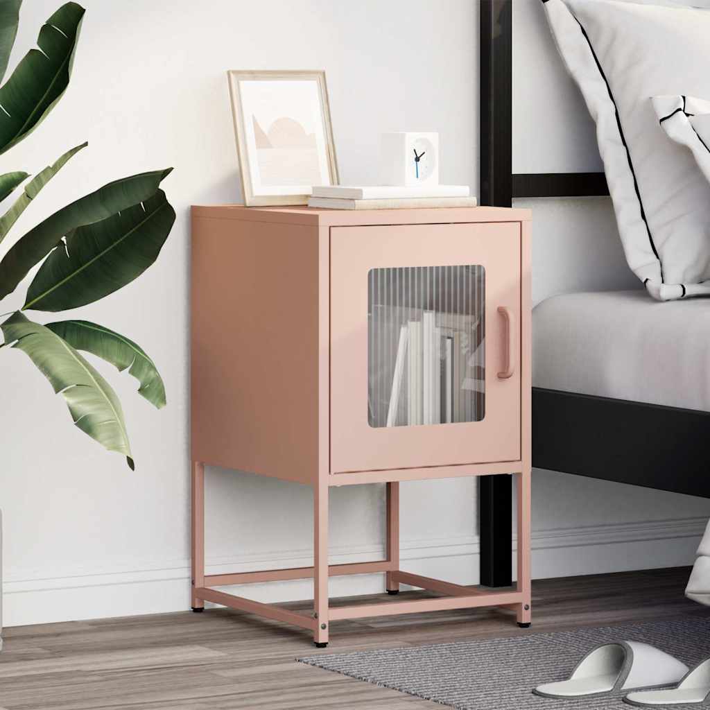 Bedside table pink 36x39x60.5 cm cold-rolled steel